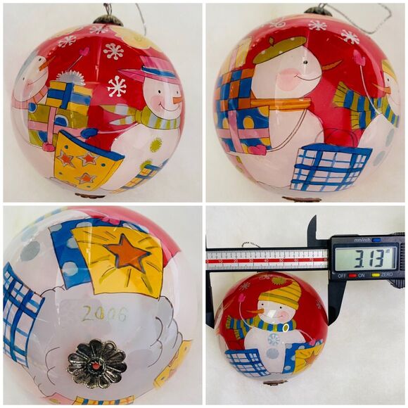 Christmas Holiday Ornaments Glass Inside Art Reversed Hand Painted Peggy Abrams - Picture 11 of 15